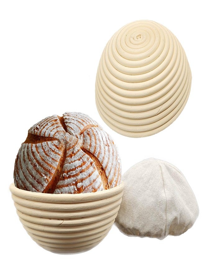 Jranter Banneton Bread Proofing Basket set of 2, 7 inch Round Bread Sourdough Rising Fermentation Brotform Baskets with Liner,Handmade Natural Rattan Baking Tools for Home Baker - Image 1