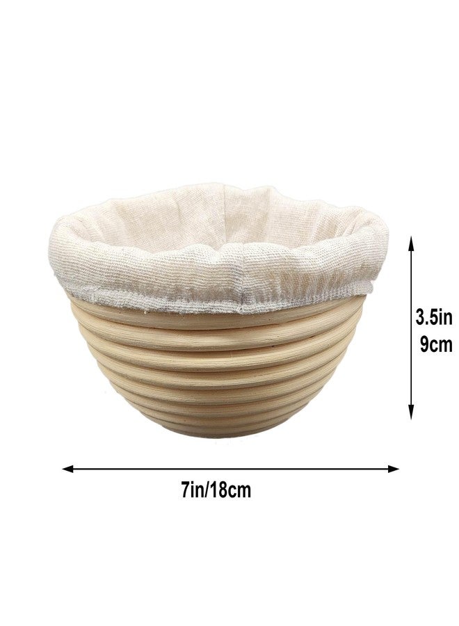 Jranter Banneton Bread Proofing Basket set of 2, 7 inch Round Bread Sourdough Rising Fermentation Brotform Baskets with Liner,Handmade Natural Rattan Baking Tools for Home Baker - Image 5