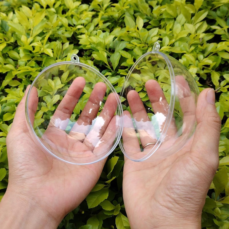 7Queen 4inch Large Clear Ball Ornaments  20PCS Clear Plastic Fillable Christmas Balls Shatterproof Ornament Bauble for DIY Crafts Wedding Party Decor Holiday Home Decor (20  4 inch) - Image 1