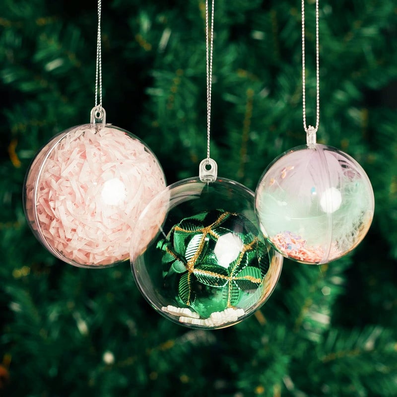 7Queen 4inch Large Clear Ball Ornaments  20PCS Clear Plastic Fillable Christmas Balls Shatterproof Ornament Bauble for DIY Crafts Wedding Party Decor Holiday Home Decor (20  4 inch) - Image 3