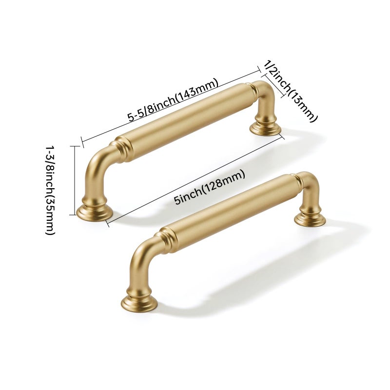 CABDM 10 Pack 5 Inch Hole Center Brushed Gold Cabinet pulls Heavy-Duty Solid Matte Satin Gold Cabinet Handle Hardware Suitable for cabinets Dressers Kitchens and Bathroom cabinets. - Image 2