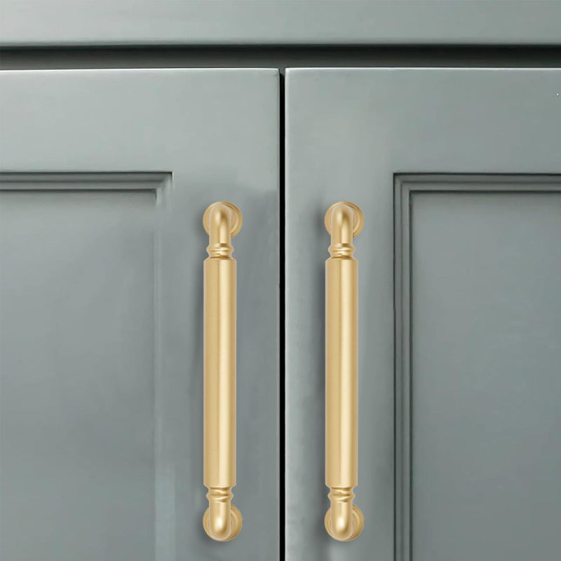 CABDM 10 Pack 5 Inch Hole Center Brushed Gold Cabinet pulls Heavy-Duty Solid Matte Satin Gold Cabinet Handle Hardware Suitable for cabinets Dressers Kitchens and Bathroom cabinets. - Image 4