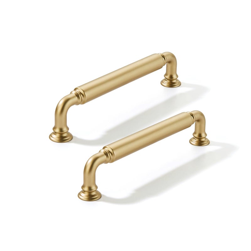 CABDM 10 Pack 5 Inch Hole Center Brushed Gold Cabinet pulls Heavy-Duty Solid Matte Satin Gold Cabinet Handle Hardware Suitable for cabinets Dressers Kitchens and Bathroom cabinets. - Image 1