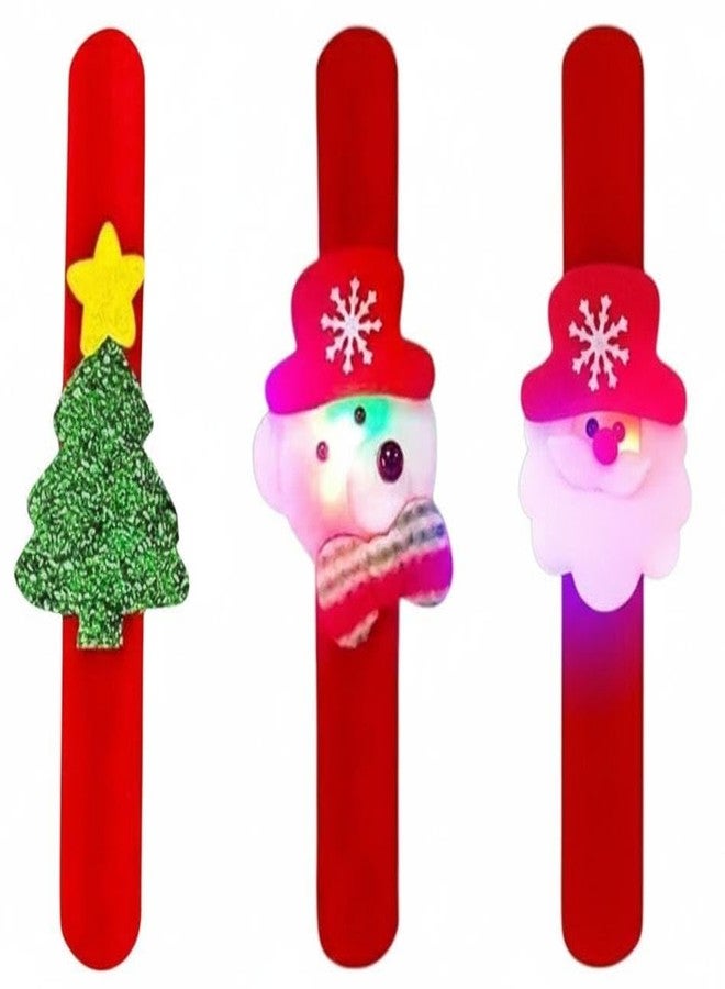 AMYCAUR Merry Christmas LED Light Hand Slap Wristbands for Kids, Girl & Boy, Adults Slap Bands are Perfect for Christmas Parties, Birthdays, and New Year Celebrations Return Gifts for Kids (3 PCS) - Image 1