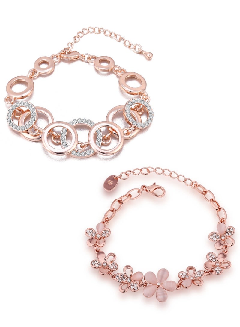 Shining Diva Fashion Latest Stylish Gold Plated Combo of 2 Bracelet for Women and Girls (Rose Gold) - Image 1