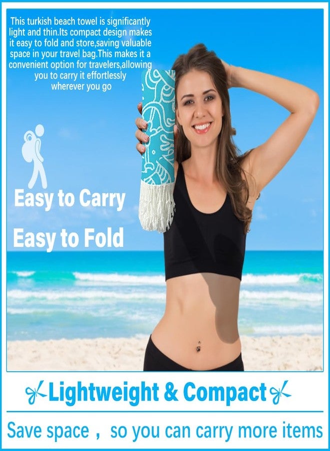 Vikumond Thin Turkish Beach Towel Lightweight Soft Cotton Extra Large XL Oversized Sand Free Sandproof Absorbent Quick Dry Towels Cloud Bath Pool Travel Compact Essentials Accessories for Adult Gifts - Image 4