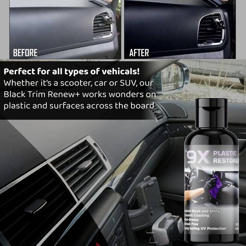 SPITEN Plastic Restorer Car Deshbord Bike Ceramic Coating Plastic Quick Restore Shines & Protects Plastic Surfaces Back to Life Shine,UV Protection Water Resists Hydrophobic Trim Coating50ML (3) - Image 3
