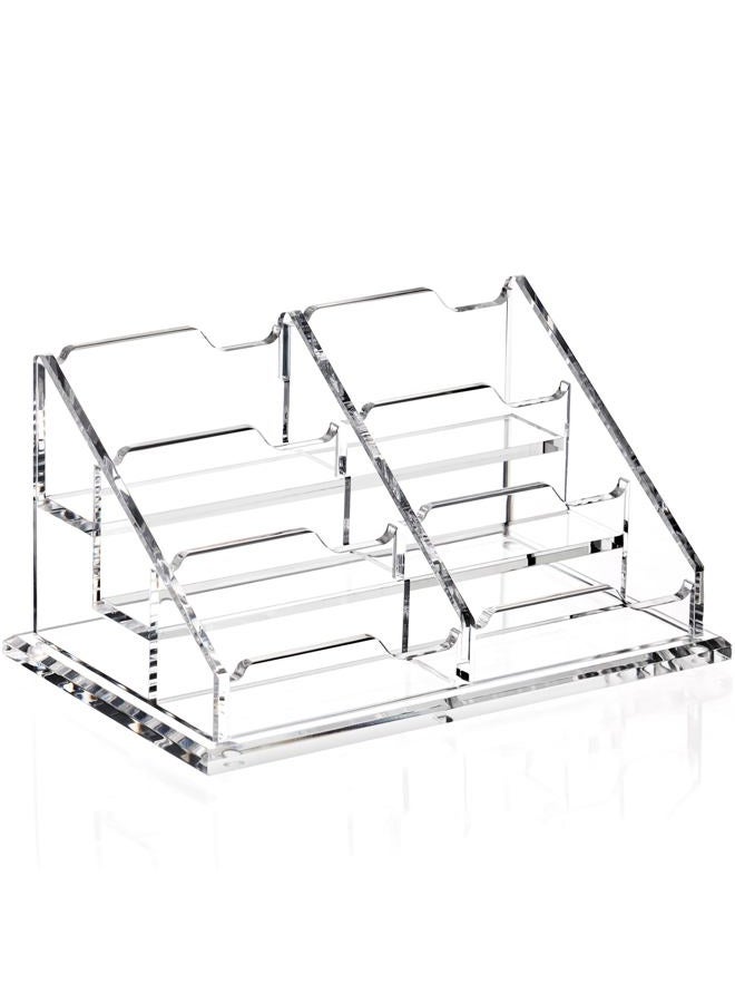 HeZone Acrylic Card Holder Clear Horizontal Business Card Organizer Stand for Desk 6 Slots 3 Tier Business Cards Stand for Women and Men,Office Desk Accessories,Organize 300 Cards-1 Pack(6Slots-H) - Image 2