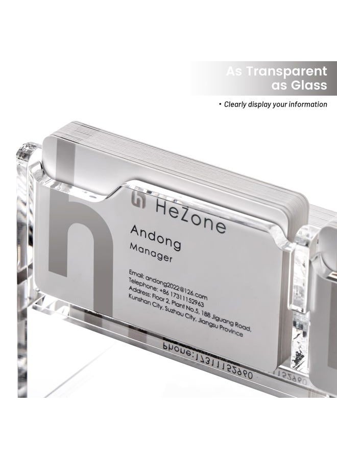 HeZone Acrylic Card Holder Clear Horizontal Business Card Organizer Stand for Desk 6 Slots 3 Tier Business Cards Stand for Women and Men,Office Desk Accessories,Organize 300 Cards-1 Pack(6Slots-H) - Image 3