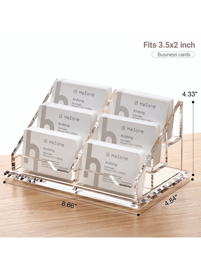 HeZone Acrylic Card Holder Clear Horizontal Business Card Organizer Stand for Desk 6 Slots 3 Tier Business Cards Stand for Women and Men,Office Desk Accessories,Organize 300 Cards-1 Pack(6Slots-H) - Image 5