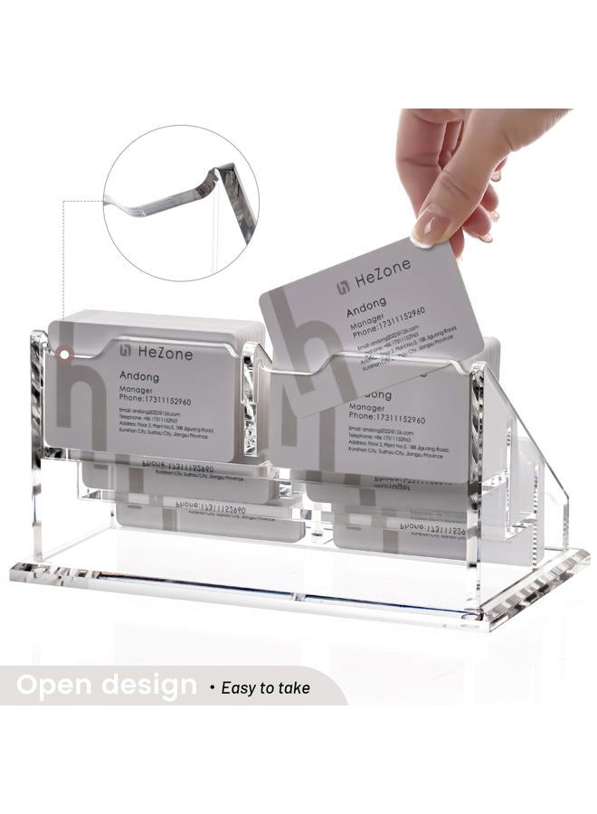 HeZone Acrylic Card Holder Clear Horizontal Business Card Organizer Stand for Desk 6 Slots 3 Tier Business Cards Stand for Women and Men,Office Desk Accessories,Organize 300 Cards-1 Pack(6Slots-H) - Image 4