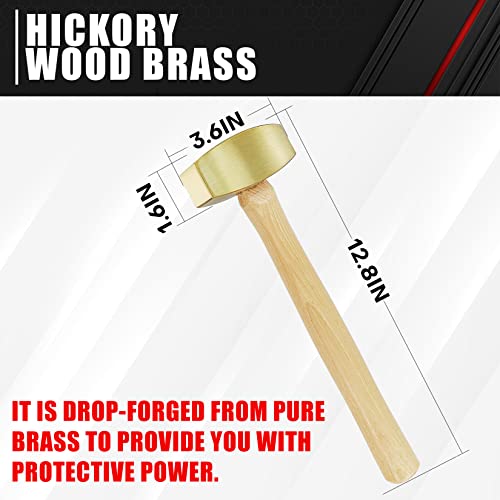 ct C&T 2 Pound Solid Brass Non-Sparking Hammer with Hickory Wood Handle,Non Marring Non Sparking,2lb - Image 5