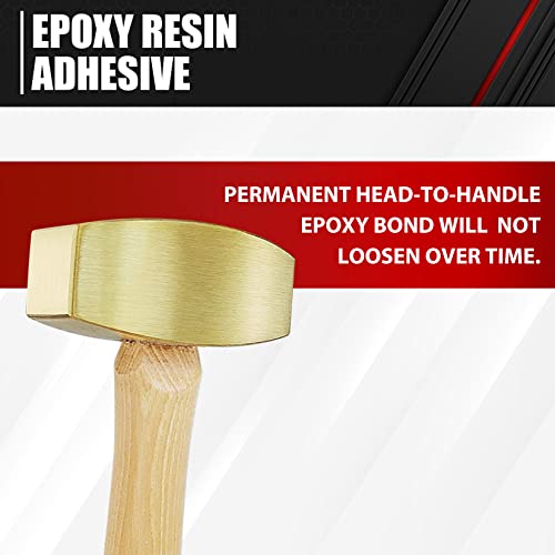 ct C&T 2 Pound Solid Brass Non-Sparking Hammer with Hickory Wood Handle,Non Marring Non Sparking,2lb - Image 4
