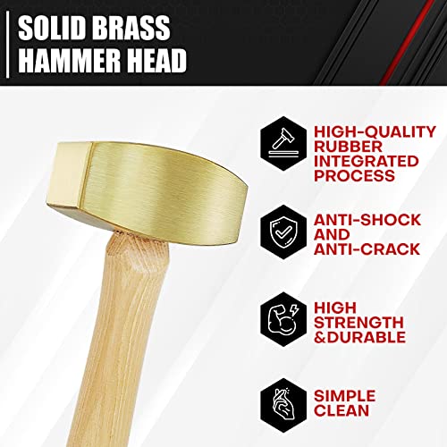 ct C&T 2 Pound Solid Brass Non-Sparking Hammer with Hickory Wood Handle,Non Marring Non Sparking,2lb - Image 2