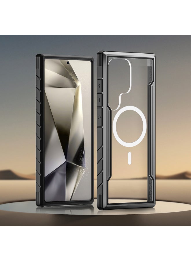 For Samsung S25 Ultra Magnetic Mobile Phone Protective Case Metal Mobile Phone Case Transparent Anti-drop Protective Case-Color:Gray Regular Style-Applicable Models:S25 - Image 2