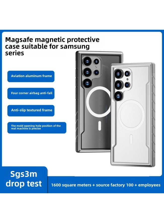For Samsung S25 Ultra Magnetic Mobile Phone Protective Case Metal Mobile Phone Case Transparent Anti-drop Protective Case-Color:Gray Regular Style-Applicable Models:S25 - Image 3