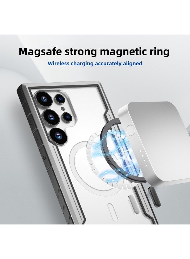 For Samsung S25 Ultra Magnetic Mobile Phone Protective Case Metal Mobile Phone Case Transparent Anti-drop Protective Case-Color:Gray Regular Style-Applicable Models:S25 - Image 5
