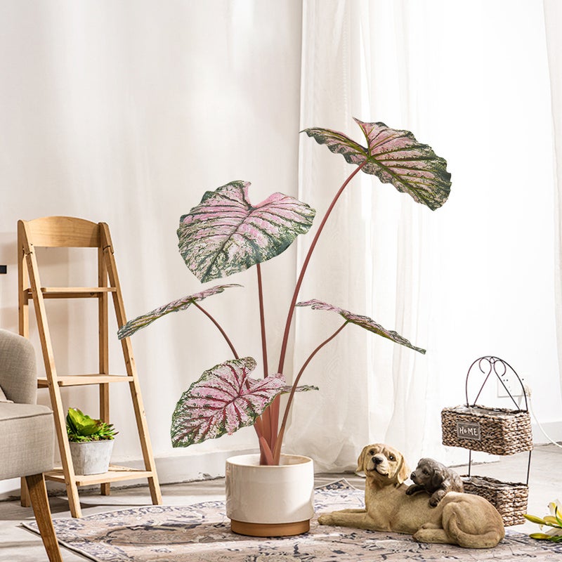 Sharpdo 110cm Artificial Plant, Colored Taro, 5 Leaves, Suitable for Office/Shopping Mall/Indoor/Outdoor Use - Image 2