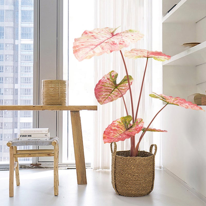 Sharpdo 110cm Artificial Plant, Colored Taro, 5 Leaves, Suitable for Office/Shopping Mall/Indoor/Outdoor Use - Image 1