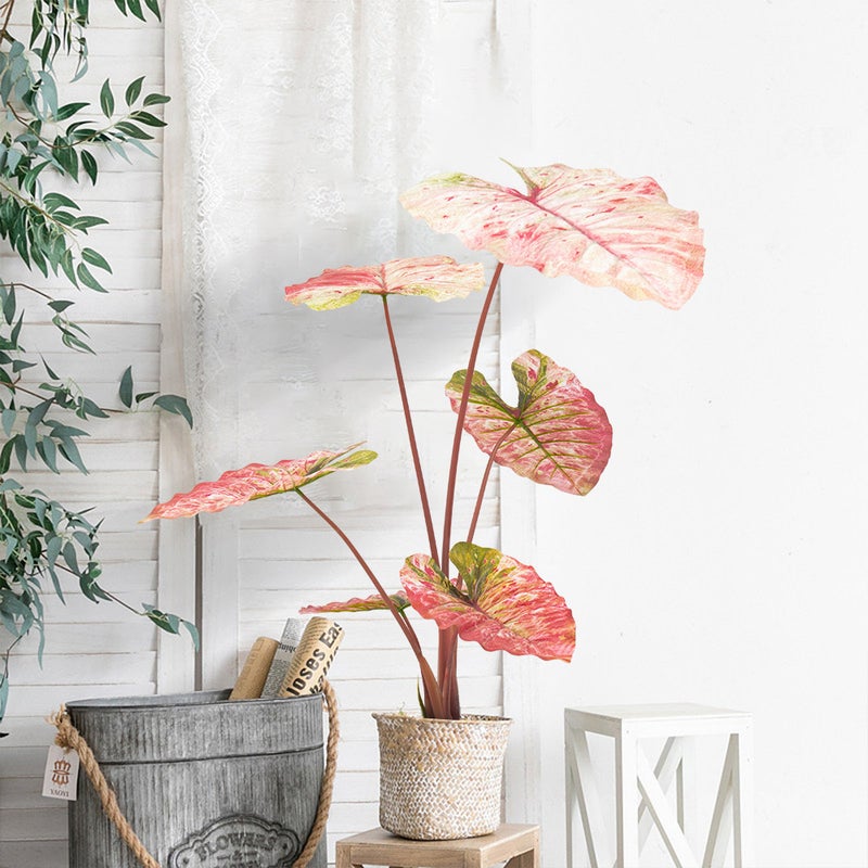 Sharpdo 110cm Artificial Plant, Colored Taro, 5 Leaves, Suitable for Office/Shopping Mall/Indoor/Outdoor Use - Image 3