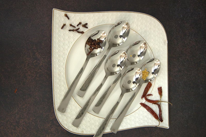 Parage Stainless Steel Spoons Set of 12, Dinner Spoon Length 16cm, Food Grade Silverware for Home & Kitchen- Mirror Polished, 12 Silver Spoons - Image 4