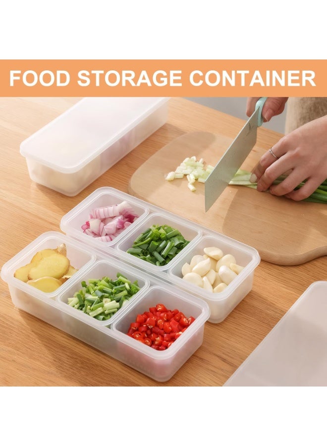 SYOSI 3 Pcs Chilled Ingredient Container, Stackable Food Storage Box, Split Serving Tray with Lid, 9-Compartment Reusable Boxes for Fruit, Salad, Spices, Meal Prep, Kitchen Organization (Transparent) - Image 2