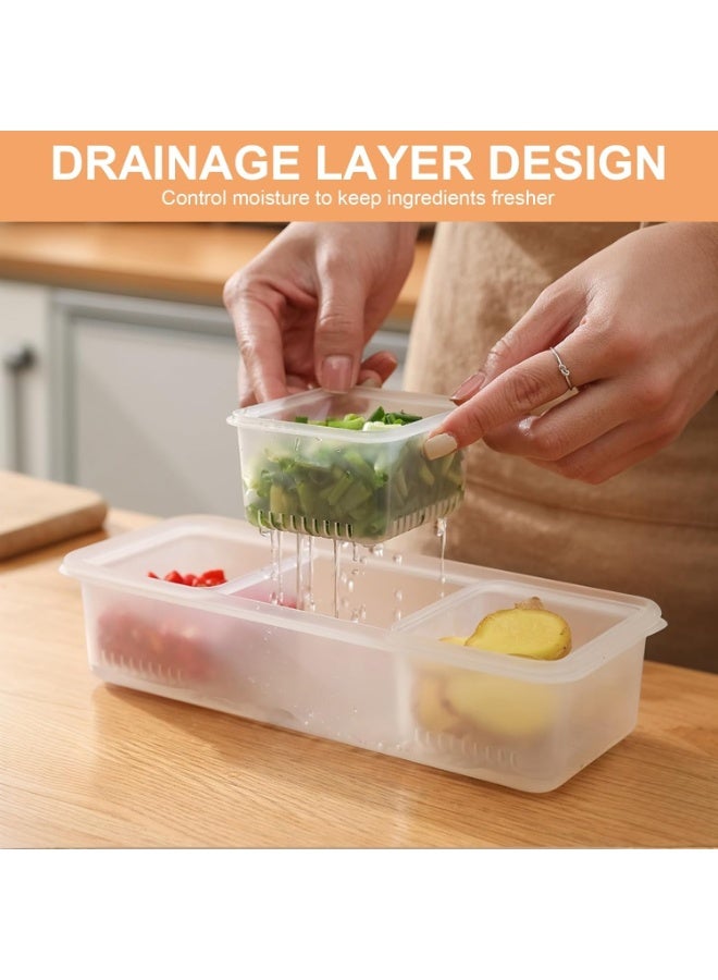 SYOSI 3 Pcs Chilled Ingredient Container, Stackable Food Storage Box, Split Serving Tray with Lid, 9-Compartment Reusable Boxes for Fruit, Salad, Spices, Meal Prep, Kitchen Organization (Transparent) - Image 3