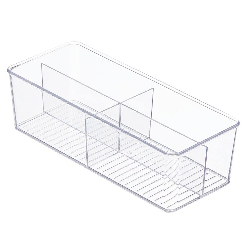 mDesign Plastic Extra Wide Storage Organizer Bin Box for Kitchen, Pantry, Cabinet, Countertop - Tea Bag, Sugar Packet, Coffee Snack, Condiment Holder, 8 Sections - Ligne Collection - Clear - Image 5