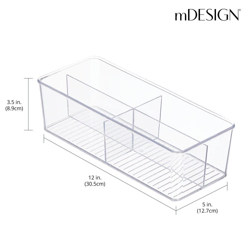 mDesign Plastic Extra Wide Storage Organizer Bin Box for Kitchen, Pantry, Cabinet, Countertop - Tea Bag, Sugar Packet, Coffee Snack, Condiment Holder, 8 Sections - Ligne Collection - Clear - Image 1
