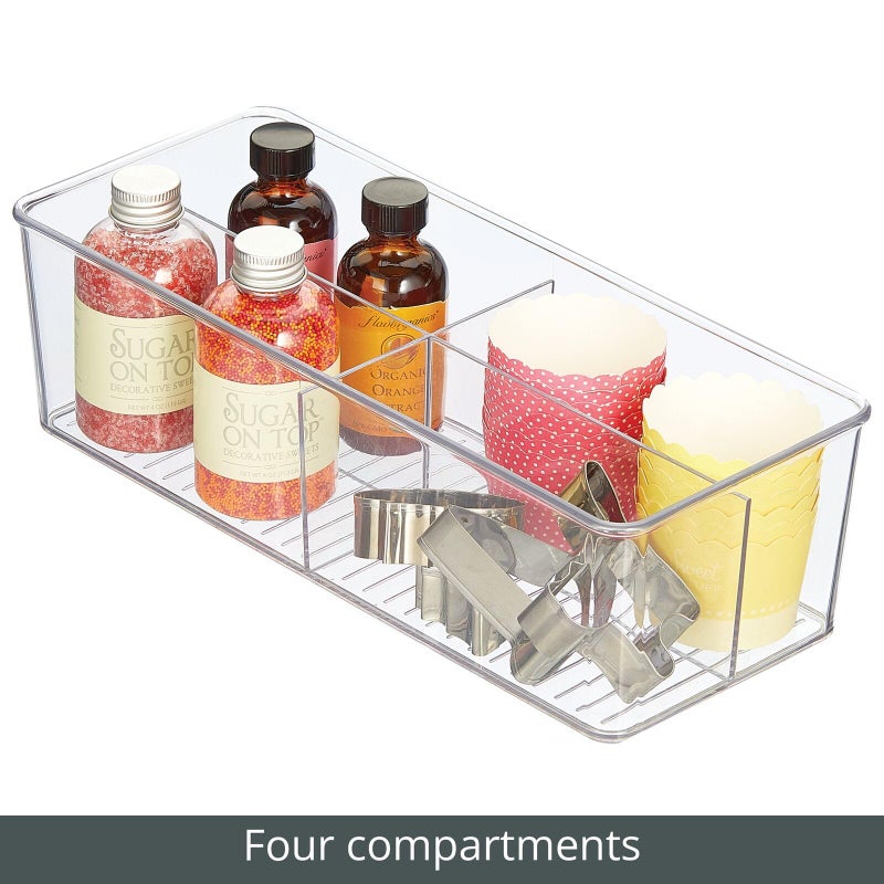 mDesign Plastic Extra Wide Storage Organizer Bin Box for Kitchen, Pantry, Cabinet, Countertop - Tea Bag, Sugar Packet, Coffee Snack, Condiment Holder, 8 Sections - Ligne Collection - Clear - Image 2