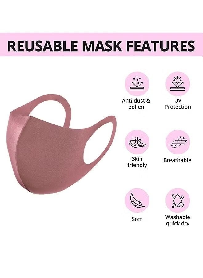 10 Pcs Ice silk Cotton Breathable Mask, Fashion Two-tone Washable Fabric Unisex Summer Face Mask (Bean paste color and beige) - Image 4