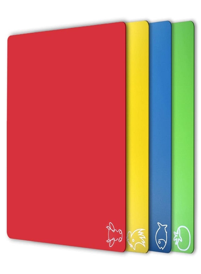 Fotouzy Flexible Plastic Cutting Boards for Kitchen, Upgrade Nonslip Cutting Board Set of 4, BPA-Free, Dishwasher Safe - Image 1