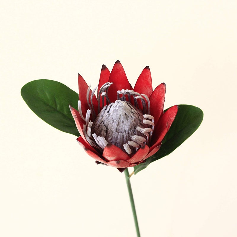 Tinsow Artificial Protea Cynaroides for Flower Arrangements  Faux Protea for Table Decoration Centerpieces  3 Pieces Silk Protea Bouquet for Wedding (3  Red) - Image 5