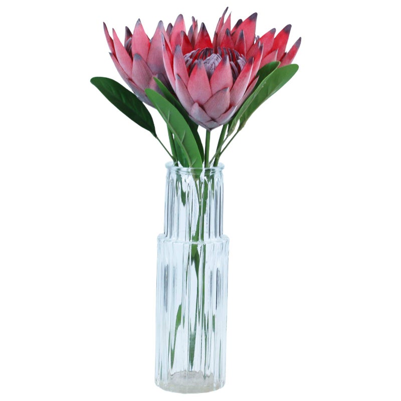 Tinsow Artificial Protea Cynaroides for Flower Arrangements  Faux Protea for Table Decoration Centerpieces  3 Pieces Silk Protea Bouquet for Wedding (3  Red) - Image 2