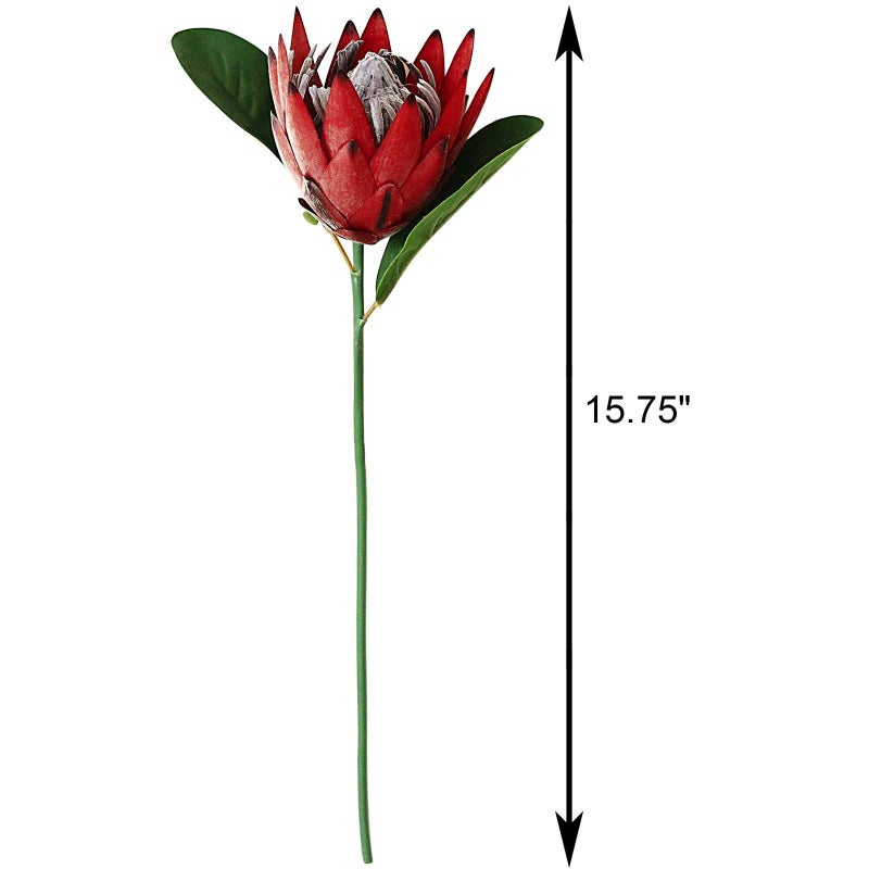 Tinsow Artificial Protea Cynaroides for Flower Arrangements  Faux Protea for Table Decoration Centerpieces  3 Pieces Silk Protea Bouquet for Wedding (3  Red) - Image 4