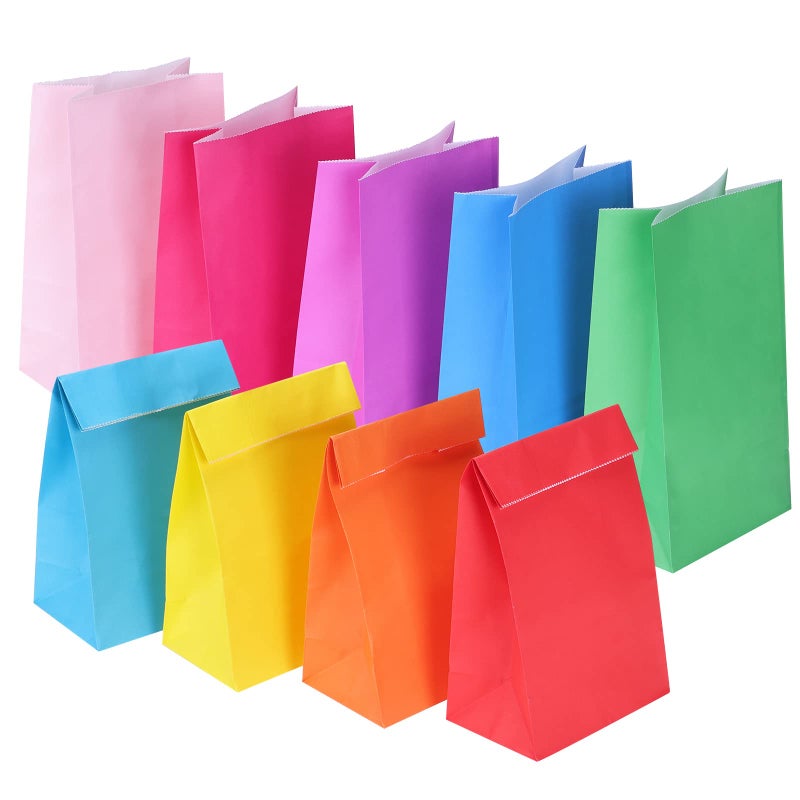 TOMNK 36pcs Paper Party Favor Bags 9 Colors Small Gift Bags 92 x 52 x 32 Wrapped Mini Goodie Bags for Birthdays Baby Showers Crafts and Activities May Day Wedding Assorted Colors