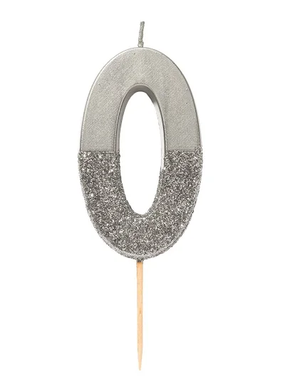 Talking Tables Silver Glitter Number Candle - 0
