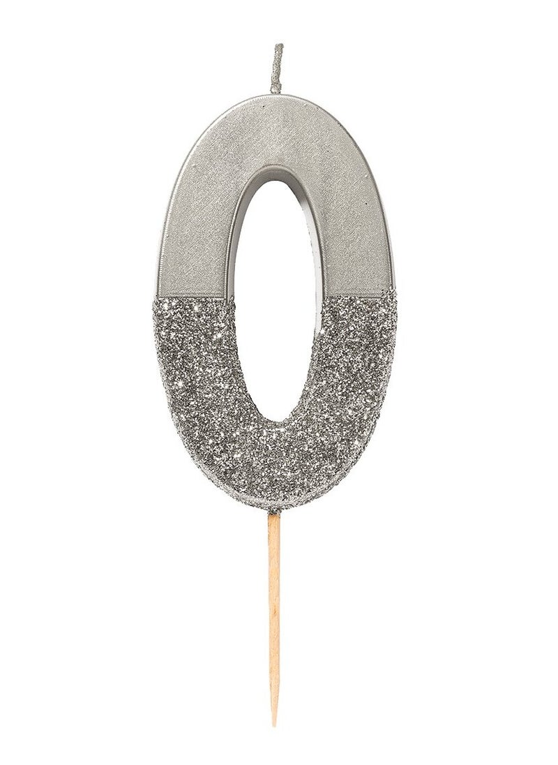 Talking Tables Silver Glitter Number Candle - 0  - Image 1