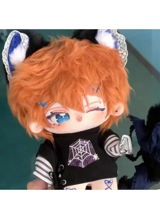 Zhongyuan Middle Attribute Mine Small Medium Cotton Doll 20cm Plush Toy Doll Birthday Gift Dress-up Doll-Specifications:20cm Skeleton Installed-Color:Mine Small Medium Baby + Black Sweater - Image 1
