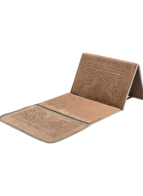 Foldable padded prayer rug used as a relaxation rug and as a floor seat with backrest (Brown color)