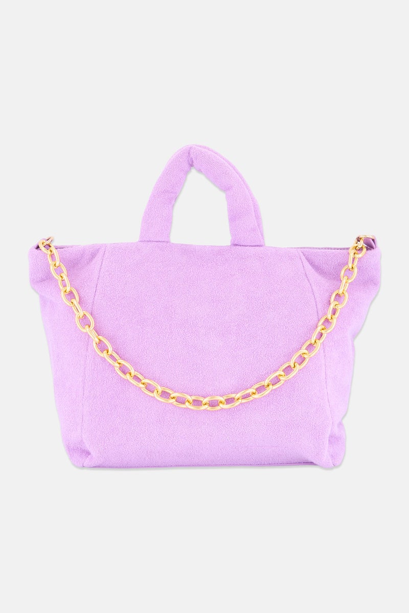 Urban Expressions Women Textured Satchel Bag 43 L x 30 H x 9 W cm, Purple - Image 3