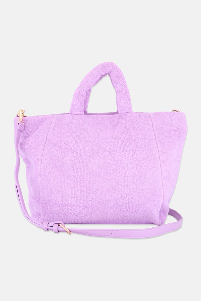 Urban Expressions Women Textured Satchel Bag 43 L x 30 H x 9 W cm, Purple - Image 2