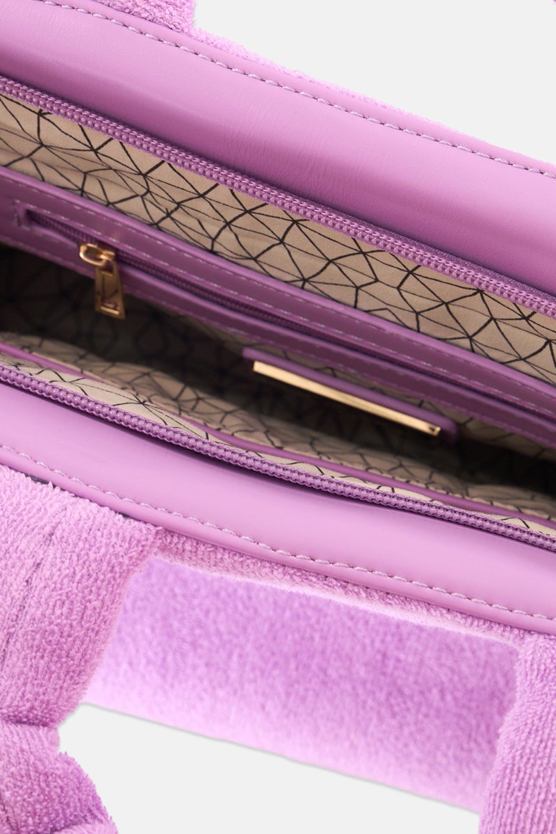 Urban Expressions Women Textured Satchel Bag 43 L x 30 H x 9 W cm, Purple - Image 4