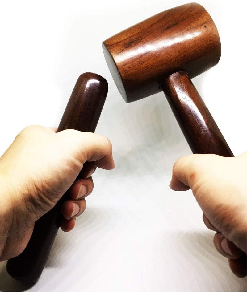 KingdomOfSmile Pack 2 Hammer Chisel Tok Sen Set Wedge Massager Wooden Tool Deep Tissue Therapy Toksen Massage Stick Back Muscle Foot Stamp Percussion Ironwood Wood Thailand 10 7 Inches - Image 2
