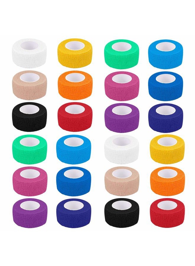 Mooerca 24 Pack Self Adherent Cohesive Wrap Bandages 1 Inches X 5 Yards, First Aid Tape, Elastic Self Adhesive Tape, Athletic, Sports wrap Tape, Bandage Wrap for Sports, Wrist, Ankle (Rainbow Color) - Image 1
