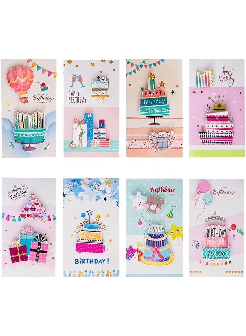 UKR UKR 8-Pack 3D Happy Birthday Greeting Cards Large 9-Inch Pop-Up Cards with Envelopes Colorful Birthday Party Cards for Kids and Adults Festive Cakes Individual Packing (SET-D) - Image 3