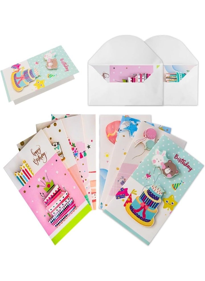 UKR UKR 8-Pack 3D Happy Birthday Greeting Cards Large 9-Inch Pop-Up Cards with Envelopes Colorful Birthday Party Cards for Kids and Adults Festive Cakes Individual Packing (SET-D) - Image 5