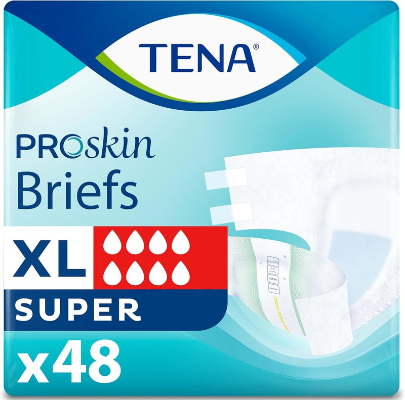 Tena TENA Incontinence Adult Diapers, Maximum Absorbency, Disposable Briefs, ProSkin - X-Large - 48 ct
