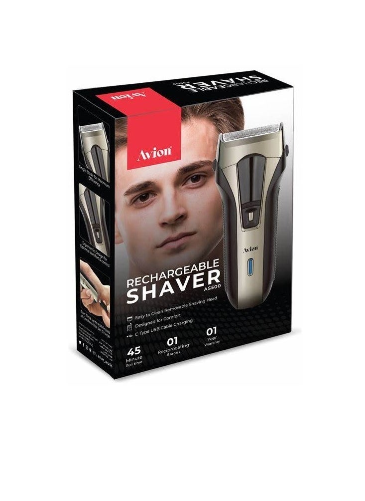 Avion - Avion Rechargeable Shaver | Easy Handling | Single Blade For Maximum Efficiency | Removable Shaving Head | Easy To Clean | C-Type USB Cable Charging,AS500 - Image 1