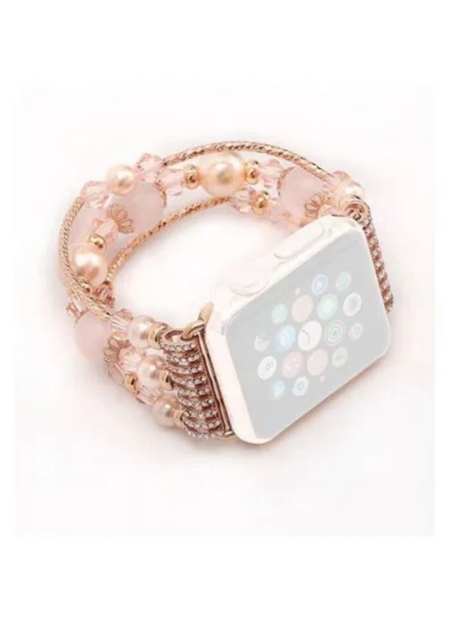 سوار من حجر العقيق الطبيعي لساعة Apple Watch Series 1/2/3 سوار من مجوهرات iWatch حزام ساعة 38 مم - Image 1